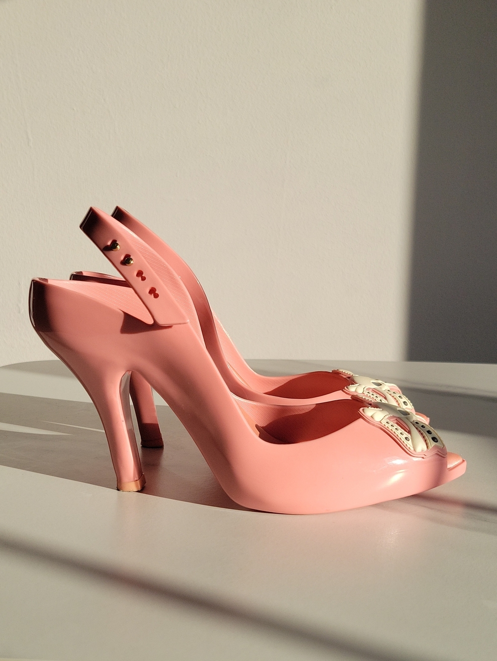 Vivienne Westwood Melissa Pink Skull Bow Peep-Toe Heeled Sandals - Picture 4 of 16